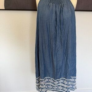 Vineyard Vines Shoreline Embroidered Blue Chambray Pintuck Dress Womens XL